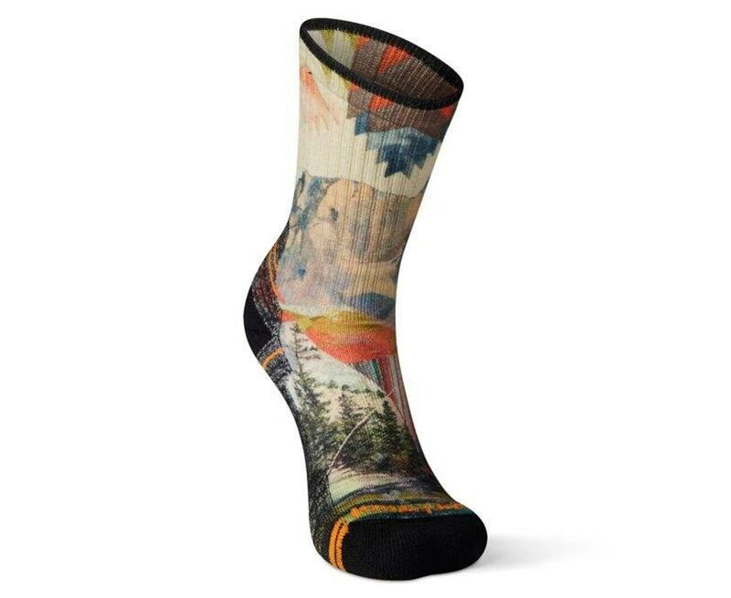 Load image into Gallery viewer, Smart Wool Womens Hike Light Cushion Mountain Print Crew Sock Small in Natural-2
