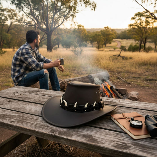 Jacaru 1036 Cape York Hat – Oiled Leather & Croc Band