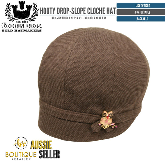 GOORIN BROTHERS Ladies Hooty Drop-Slope Cloche Hat - Brown-1