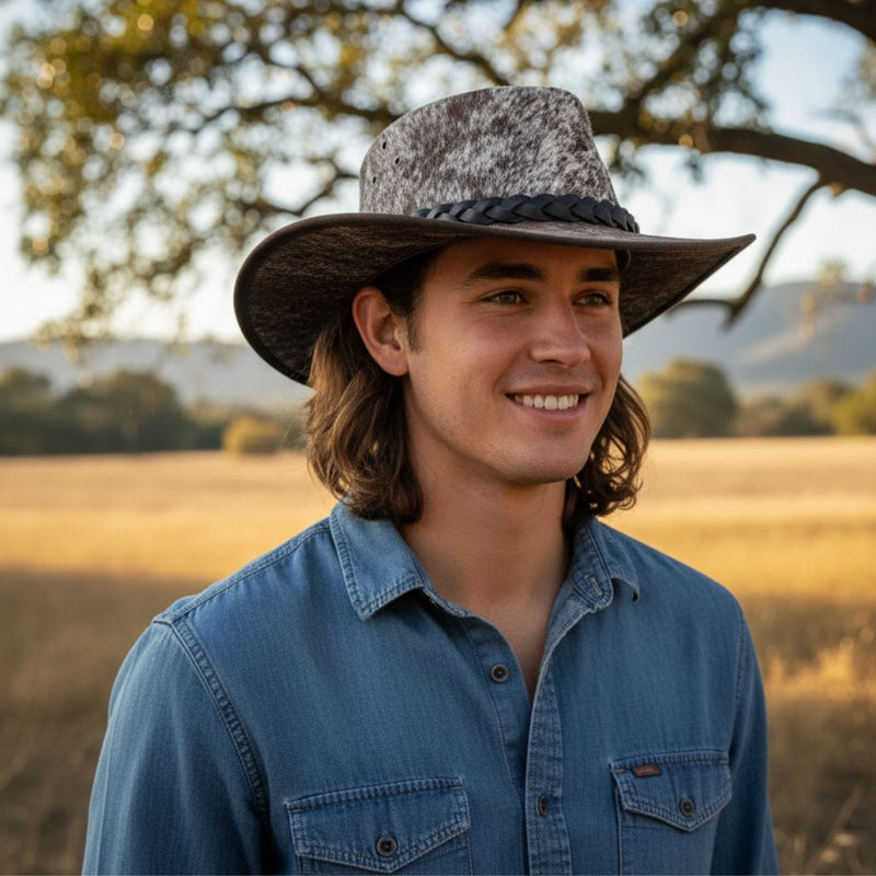 Load image into Gallery viewer, Jacaru 1049 Rustler Hat – Cowhide Fur
