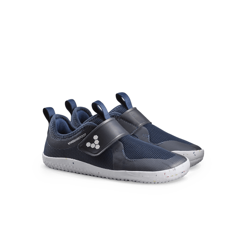 Load image into Gallery viewer, Vivobarefoot Primus Sport IV Kids – Deep Ocean lightweight barefoot trainers for active kids.
