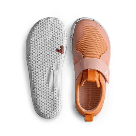 Vivobarefoot Primus Sport IV Kids Apricot breathable lightweight kids trainers top view