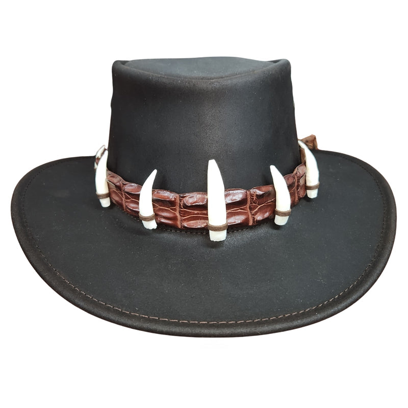Load image into Gallery viewer, Jacaru 1058 Wallaroo Croc Hat – Genuine Croc Band &amp; 7 Teeth
