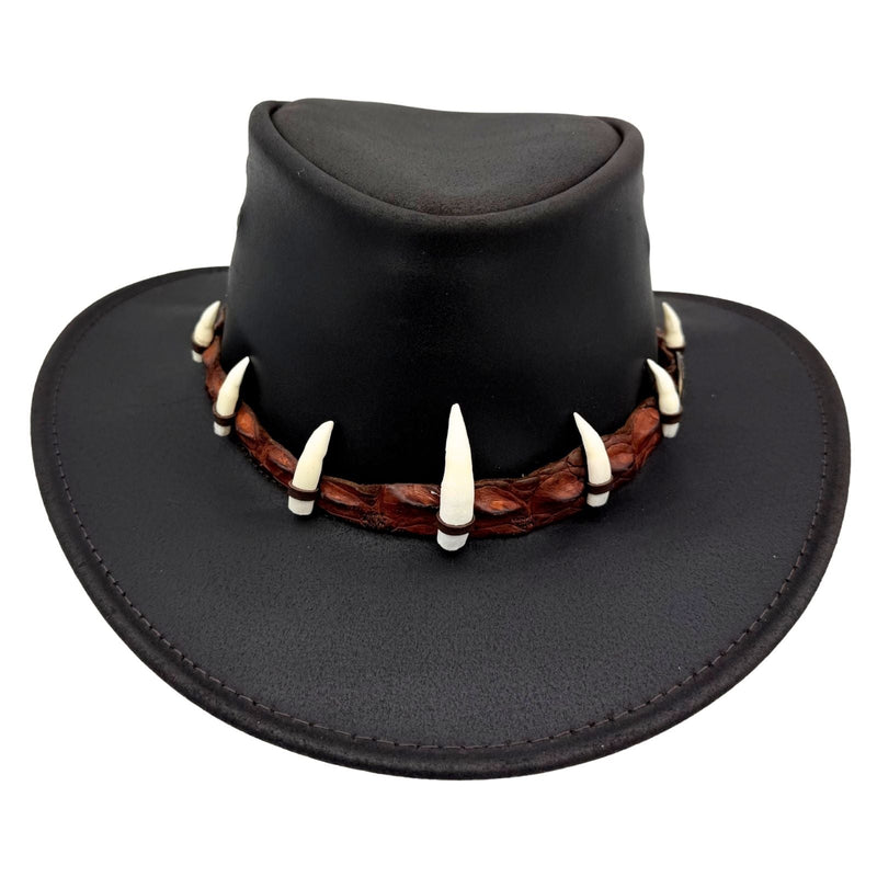 Load image into Gallery viewer, Jacaru 1058 Wallaroo Croc Hat – Genuine Croc Band &amp; 7 Teeth
