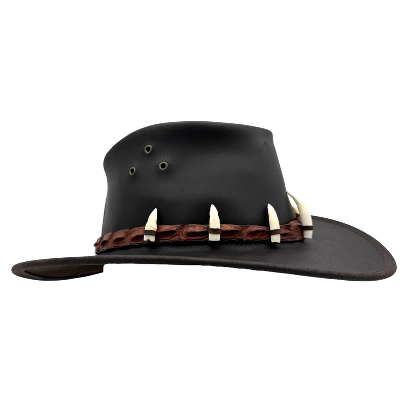 Load image into Gallery viewer, Jacaru 1058 Wallaroo Croc Hat – Genuine Croc Band &amp; 7 Teeth
