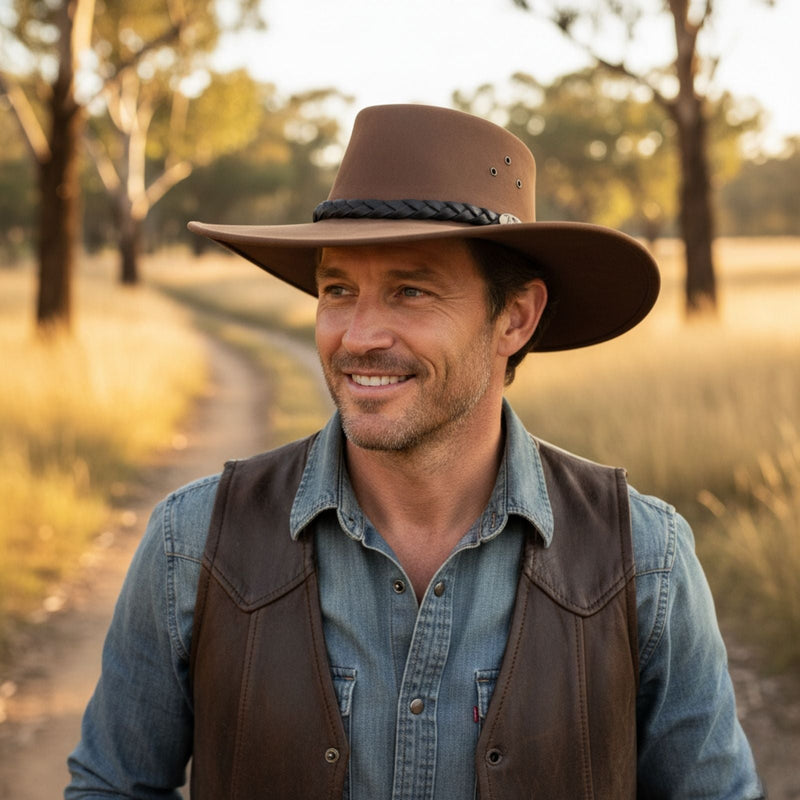 Load image into Gallery viewer, Jacaru 1059 Jabiru Hat – Nubuck Leather | Extra Wide Brim
