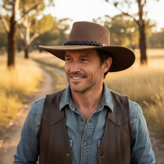 Jacaru 1059 Jabiru Hat – Nubuck Leather | Extra Wide Brim