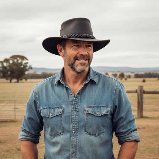 Jacaru 1069 Buffalo Leather Hat – Wide Brim | UPF 50+