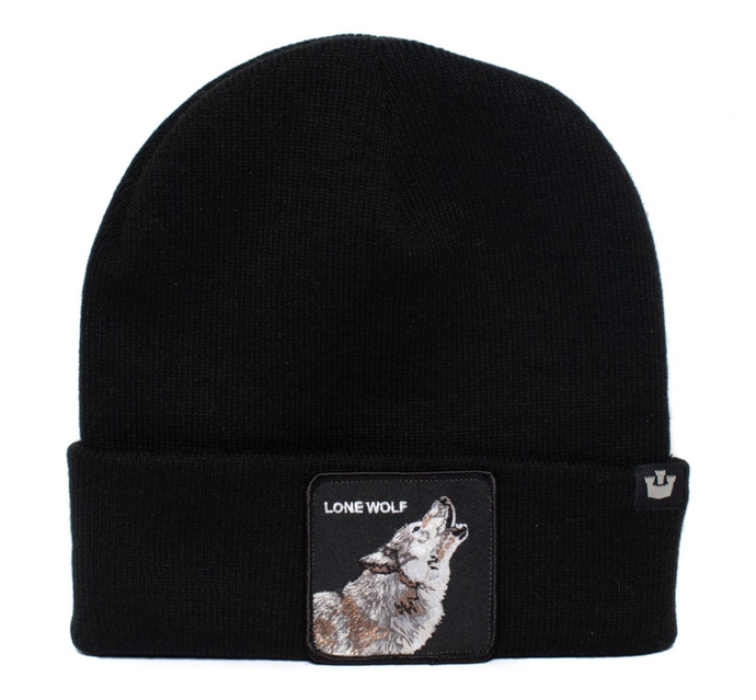 Goorin Lone Wolf Man Beanie Hat Warm Winter Ski Animal Series - Black-0
