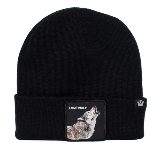 Goorin Lone Wolf Man Beanie Hat Warm Winter Ski Animal Series - Black-0