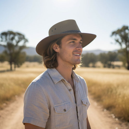 Jacaru 1102 Sunset Breeze Hat – Buffalo Leather & Mesh | Made in Australia