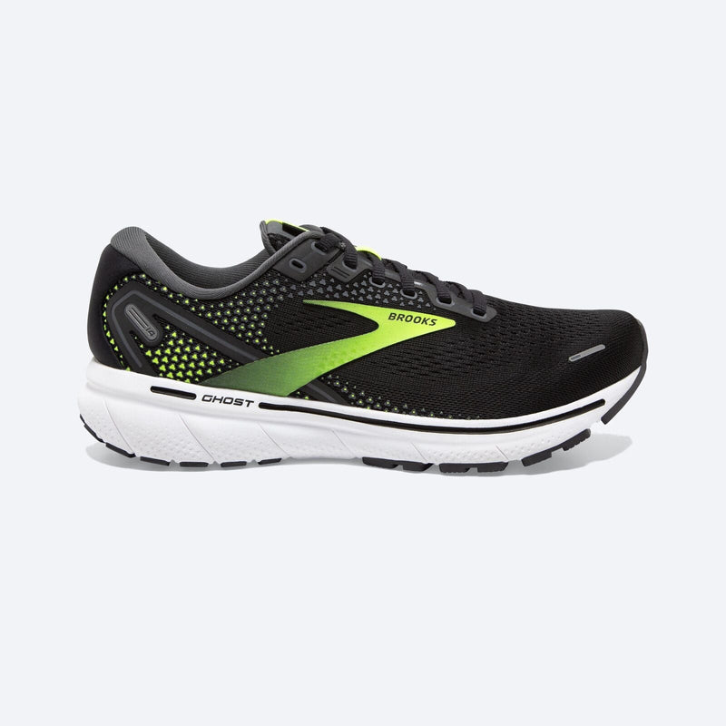 Load image into Gallery viewer, Brooks Mens Wide Ghost 14 Sneakers Shoes Athletic Road Runners - Black/Green-0
