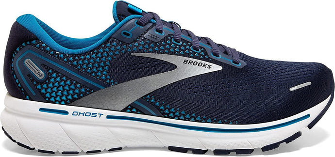 Brooks Mens Ghost 14 Neutral Shoes Runners Sneakers Width (D)- Navy/Stellar/White-10