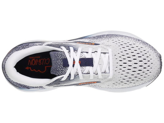 Mens Brooks Ghost 16 Running Shoes in White/Peacoat/Orange – Size 8.5-4
