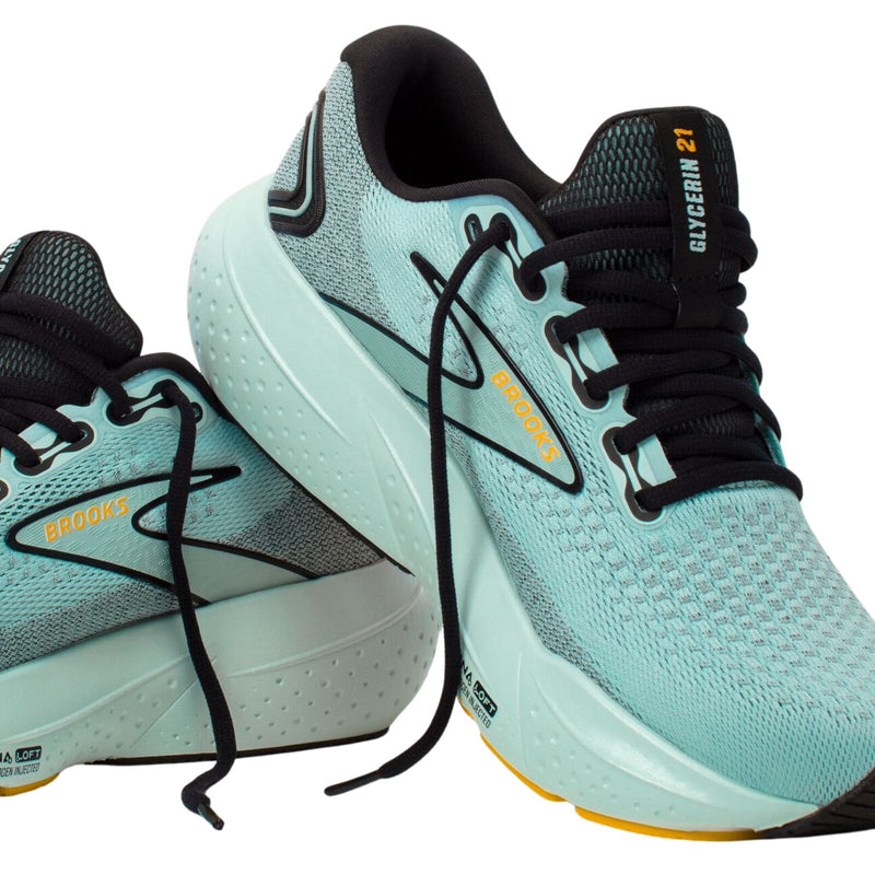 Load image into Gallery viewer, Mens Brooks Glycerin 21 Running Shoes in Cloud/Black/Gold – Size 13-3
