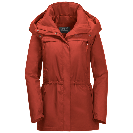 Jack Wolfskin Womens Fairway Ecosphere Jacket Waterproof Windproof Warm - Mexican Pepper-7