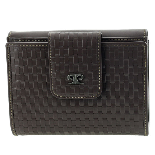 Pierre Cardin Steel Woven Leather Mens Bi-Fold Wallet w/ RFID Protection in Steel Brown-1