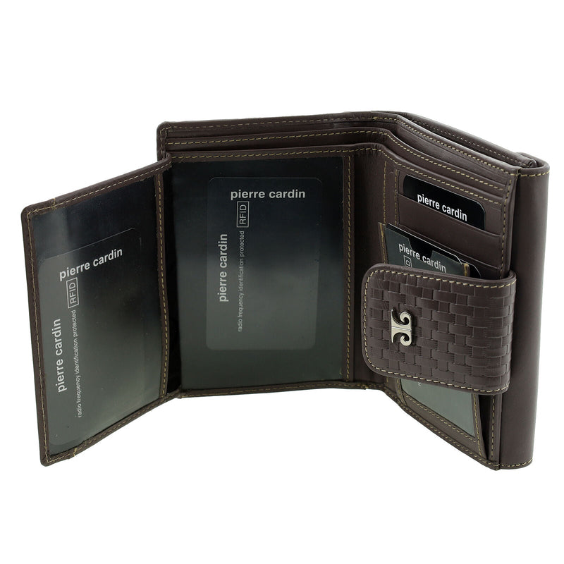 Load image into Gallery viewer, Pierre Cardin Steel Woven Leather Mens Bi-Fold Wallet w/ RFID Protection in Steel Brown-4

