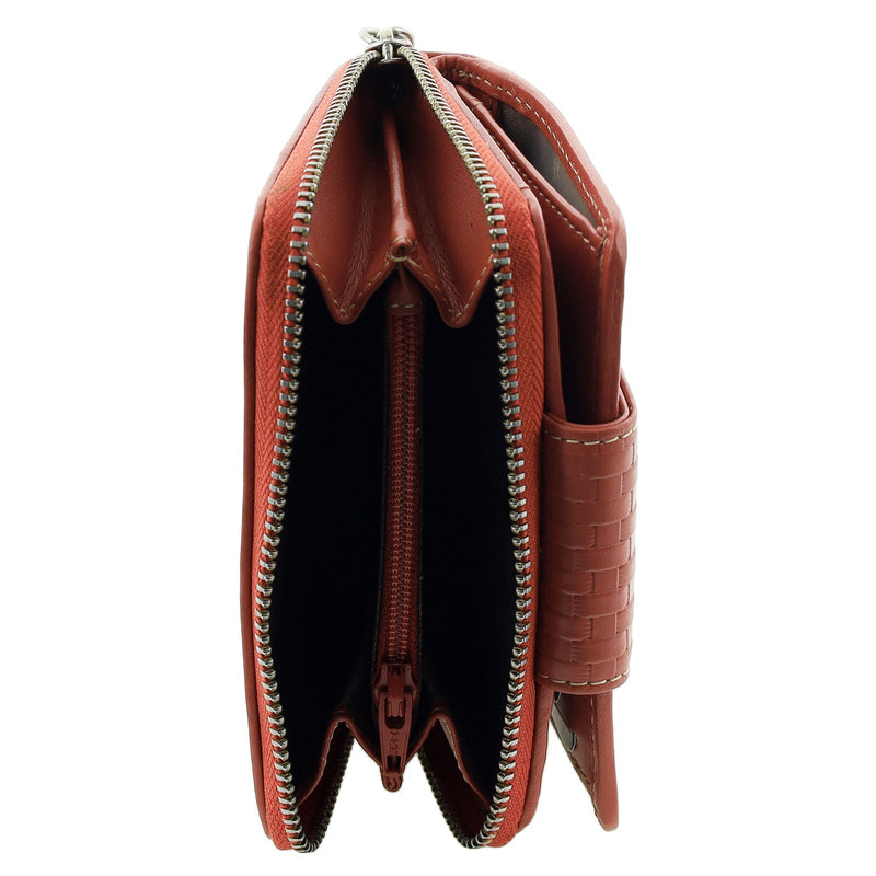 Load image into Gallery viewer, Pierre Cardin Woven Leather Zip-Around Bi-Fold Wallet with RFID Protection in Tobasco Red-2
