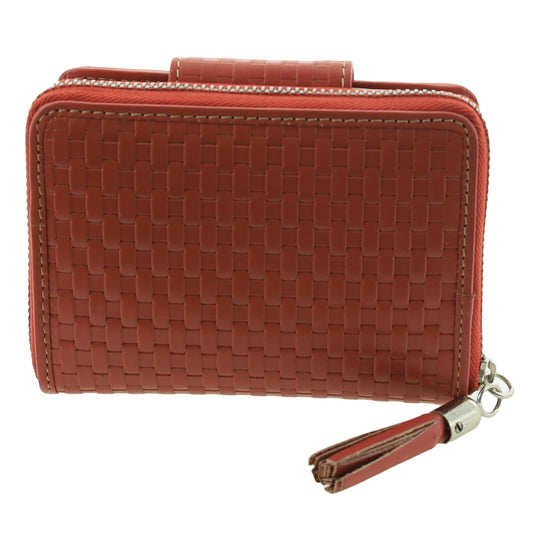Pierre Cardin Woven Leather Zip-Around Bi-Fold Wallet with RFID Protection in Tobasco Red-3