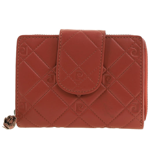Pierre Cardin Quilted Leather Zip Around Bi-Fold Wallet w/ RFID Protection in Tobasco Red-0