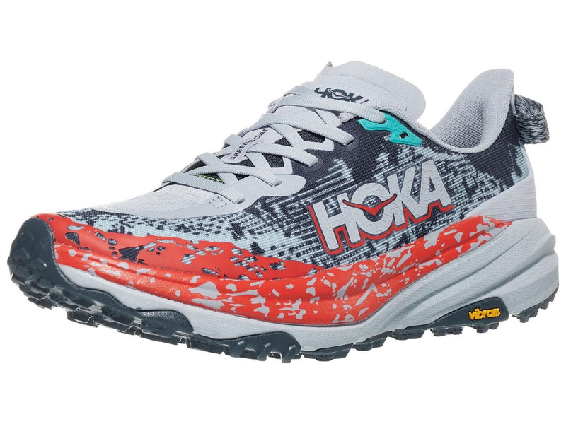Load image into Gallery viewer, HOKA Speedgoat 6 Mens Trail Running Shoes in Gull/Stormy Skies - Size 9-2

