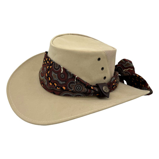 Jacaru 1152 Kangaroo Ladies Breeze Hat – Mesh Crown & Aboriginal Scarf | Made in Australia