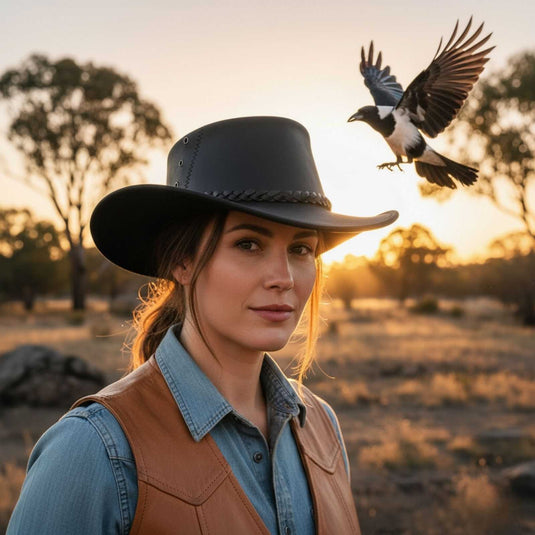 Jacaru 1153 Magpie Hat – Oiled Bovine Leather | UPF 50+ | 10-Year Warranty | Made in Australia