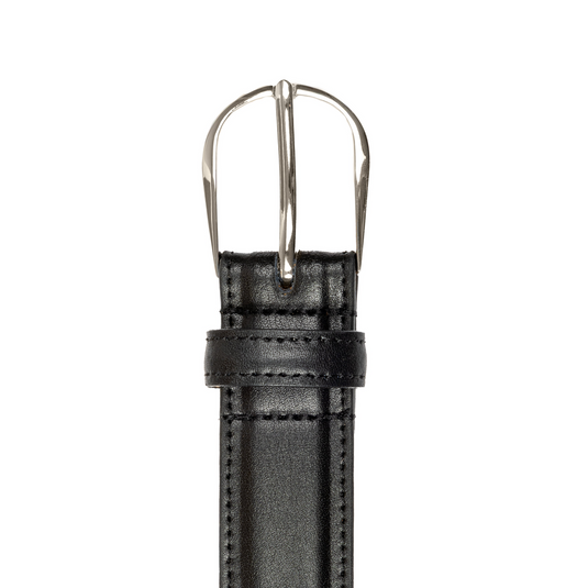 Dents Mens Heritage Leather Belt w/ Silver Buckle & Gift Box in Black (Made in Britain)-3
