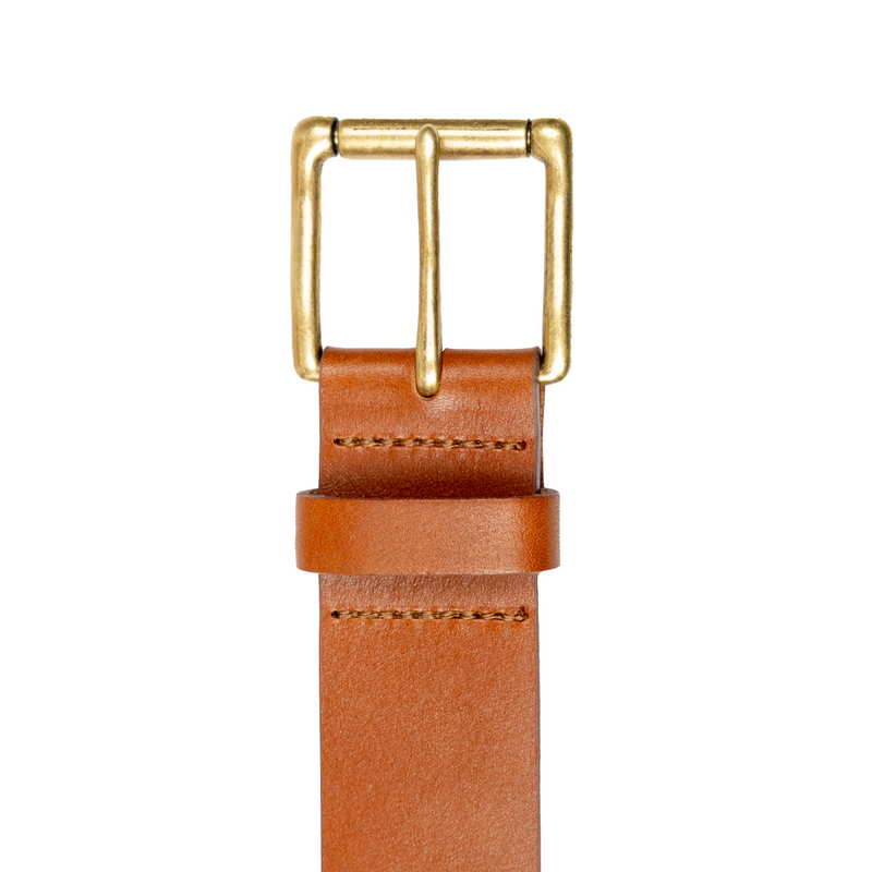 Load image into Gallery viewer, Dents Mens Heritage Lined Full-Grain Leather Belt with Antique Brass Buckle in Tan-3
