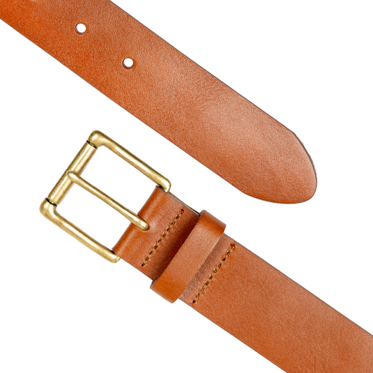 Dents Mens Heritage Lined Full-Grain Leather Belt with Antique Brass Buckle in Tan-4