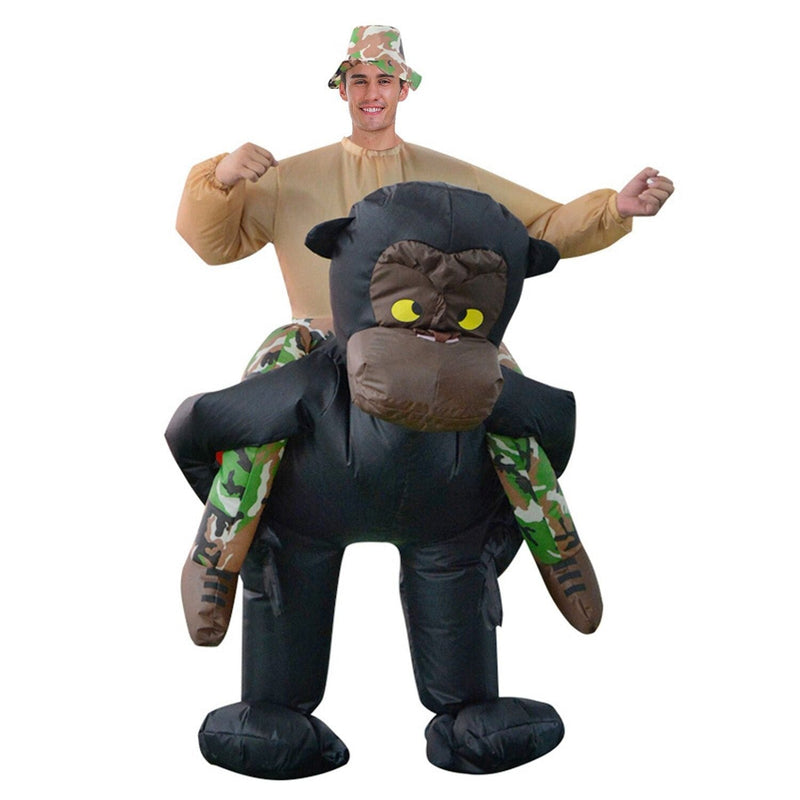Load image into Gallery viewer, Adult Inflatable Gorilla Rider Costume One Size 165-180cm Funny Fancy Dress-0

