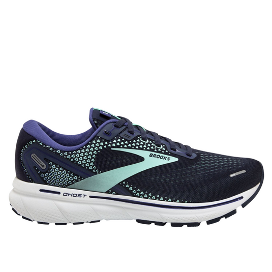 Brooks Womens Ghost 14 Sneakers Athletic Shoes Road Runners - Navy/Green-0