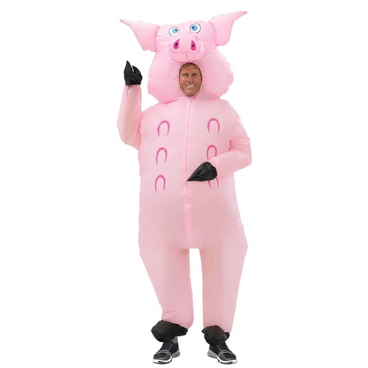 Adult Inflatable Pig Costume Funny Pink Pig Fancy Dress - One Size-1