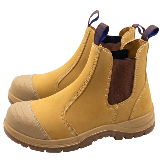 Rivers Orass Leather Steel Cap Toe Safety Chelsea Work Boots Shoes in Wheat Nubuck-3