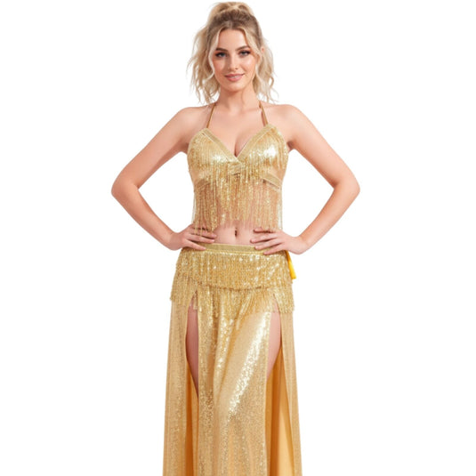 Adult Sequin Fringe Top in Gold/Yellow-2