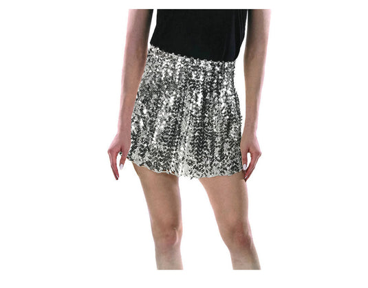 Ladies Sequin Fringe Tassel Skirt Adult Costume Dance Party Dress Up - Silver-2