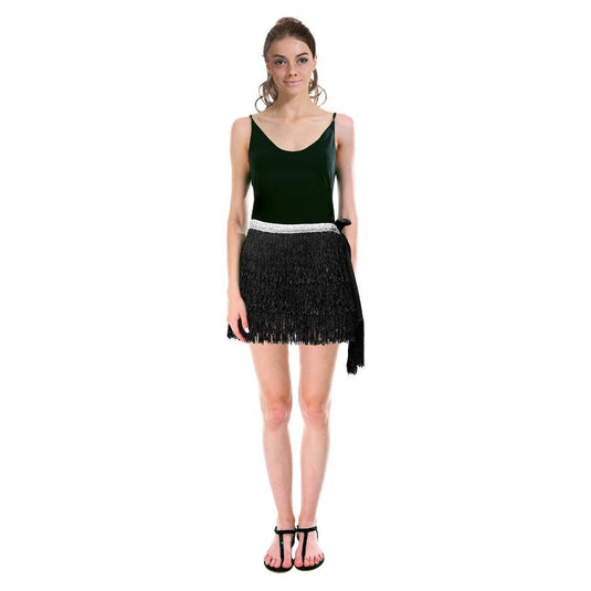 Adult Fringe Skirt Womens Dancing Party Costume in Black-2