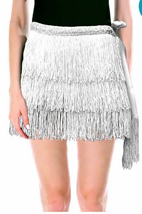 Load image into Gallery viewer, Adult Fringe Skirt Tassel Womens Dance Costume Party in Silver-1
