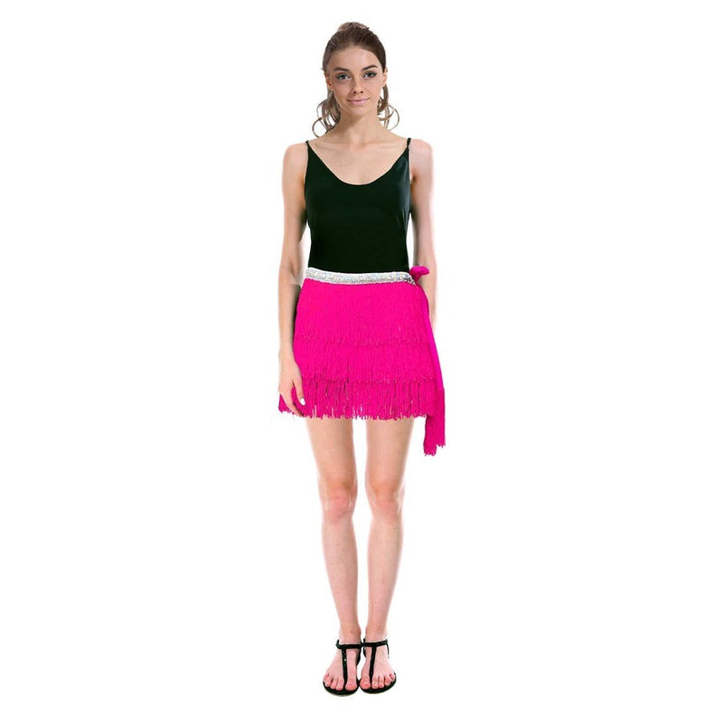 Load image into Gallery viewer, Adult Fringe Skirt Womens Dancing Costume Party Outfit in Hot Pink-2
