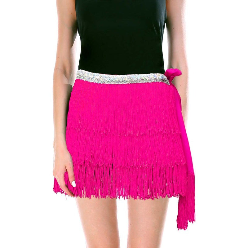 Load image into Gallery viewer, Adult Fringe Skirt Womens Dancing Costume Party Outfit in Hot Pink-1
