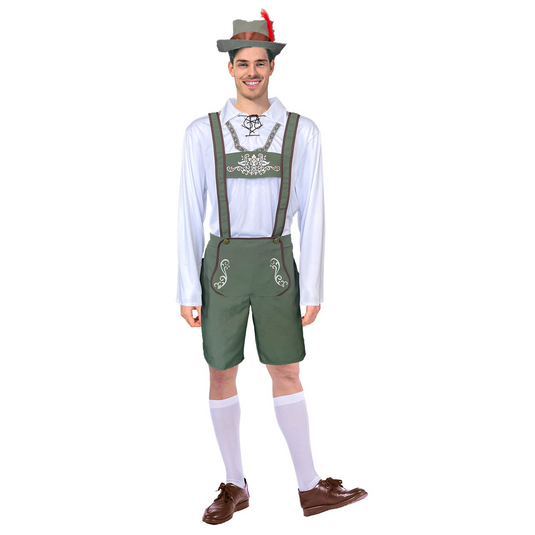 Adult Beer Mens Costume Oktoberfest Halloween Party - Green/White-0