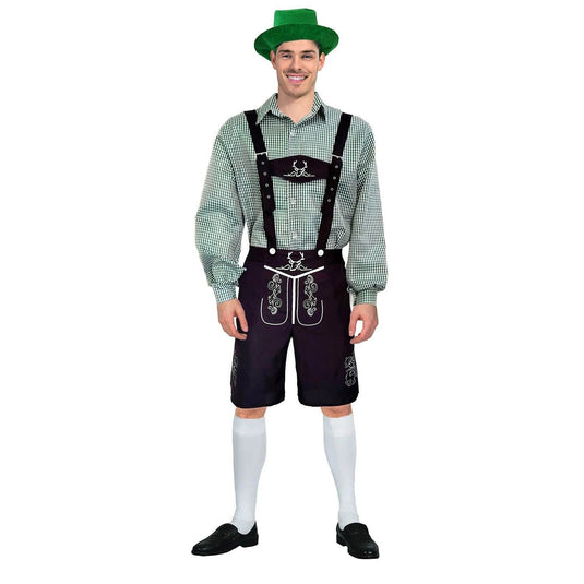 Adult Green Checkered Beer Man Oktoberfest Costume Halloween Cosplay Dress Up-1