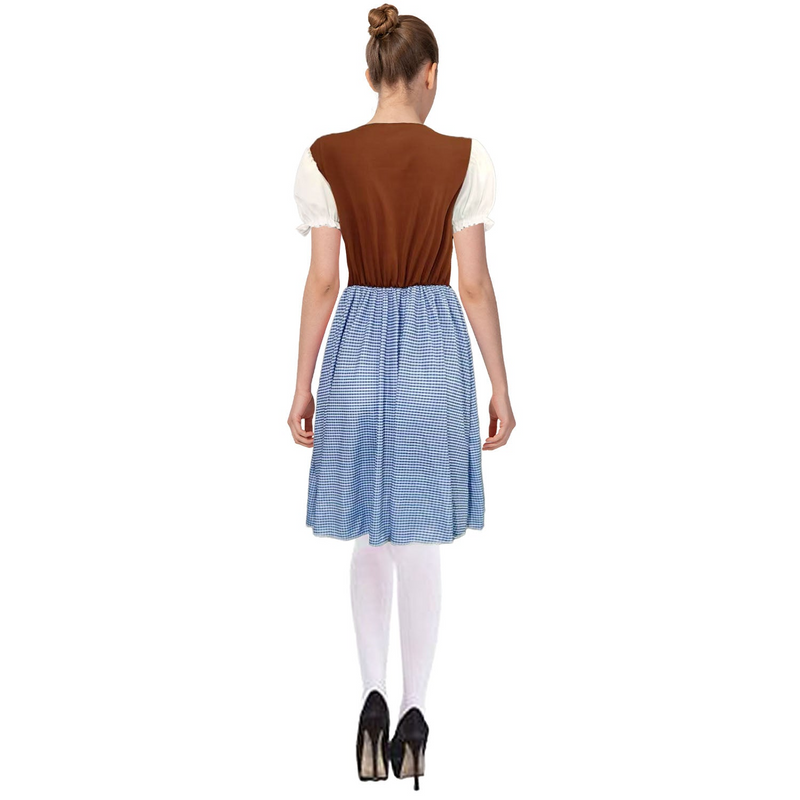 Load image into Gallery viewer, Womens Adult Oktoberfest Beer Girl Costume Halloween Bavarian Wench in Blue/Brown-3
