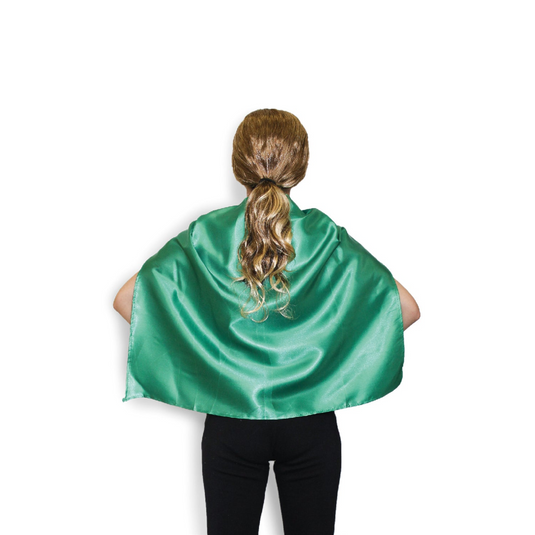 SHORT CAPE Kids Childrens Party Costume Vampire Coat School Team Colours - Green-1