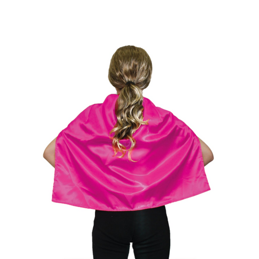SHORT CAPE Kids Childrens Party Costume Vampire Coat School Team Colours - Hot Pink-1
