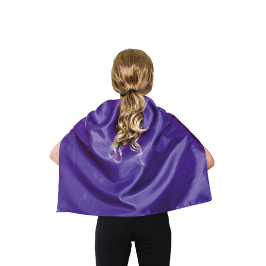 SHORT CAPE Kids Childrens Party Costume Vampire Coat School Team Colours - Purple-1