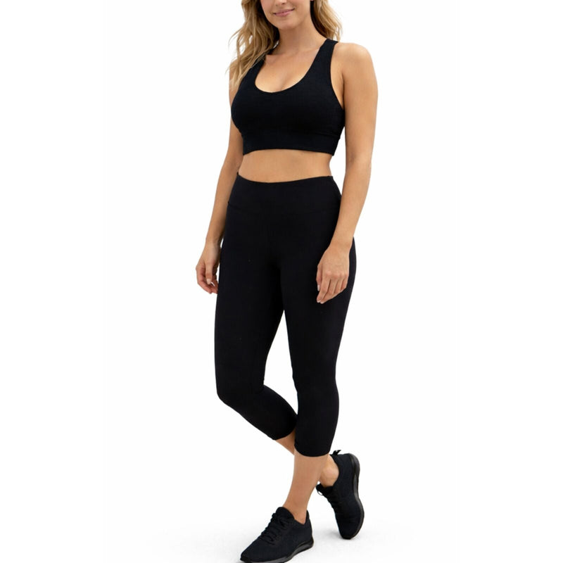 Load image into Gallery viewer, Womens Crop Top Leggings Set Stretch Gym Yoga Party Outfit - Black-1
