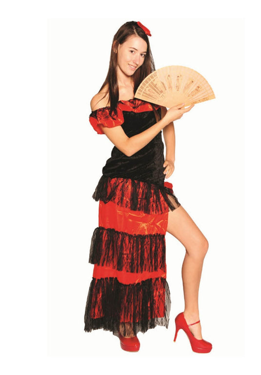 Flamenco Dancer Costume Spanish Fancy Dress Senorita Outfit Latin Party Mexican-1