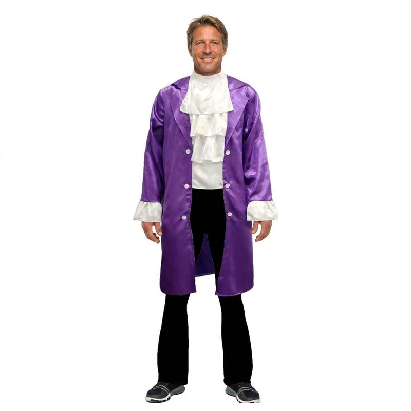 Load image into Gallery viewer, Adult Popstar Costume 80s Ruffle Jacket Top Mens Fancy Dress - Purple-1
